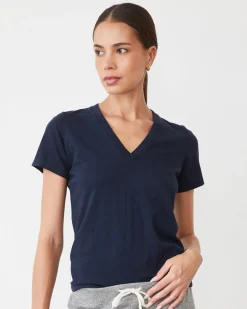 MONROW Basic V Neck BLUEBLACK Online